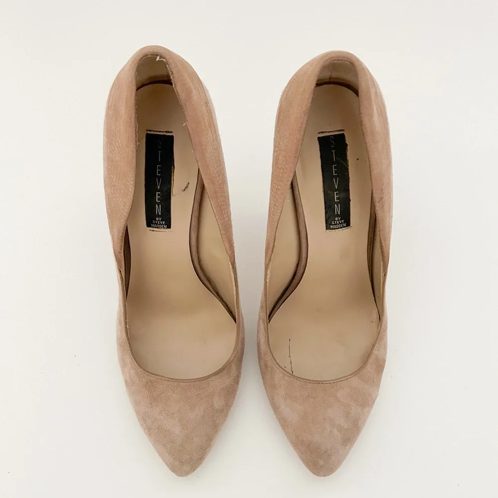 Steve Madden suede nude pointed toe high heeled beige  stiletto pumps US 9.5 - Picture 2 of 8